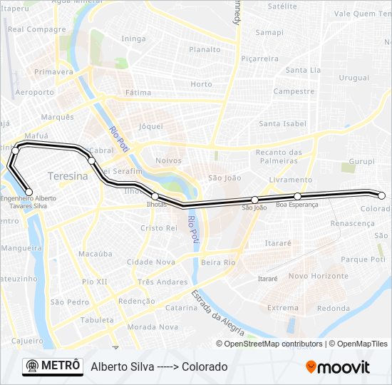 Mapa da linha METRÔ