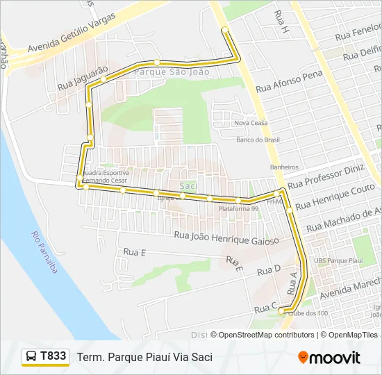 T833 Bus Line Map