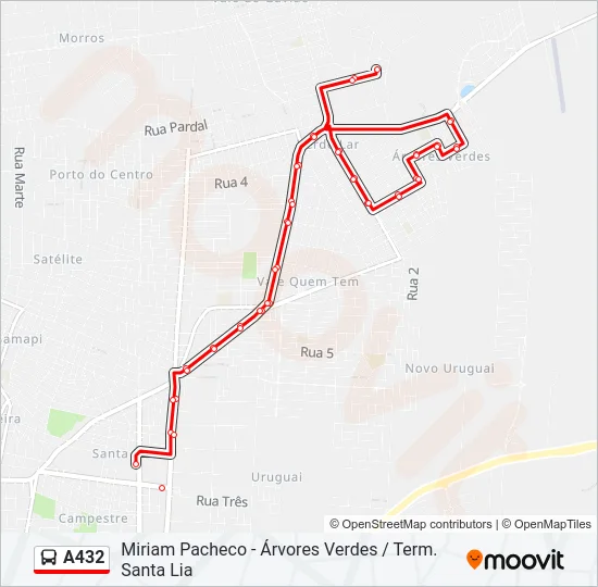 A432 Bus Line Map