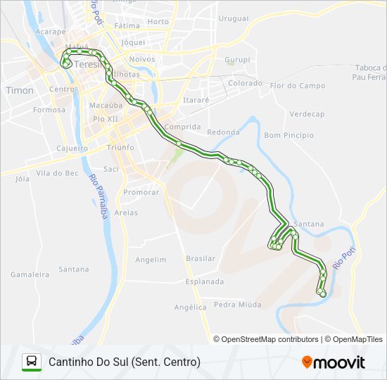Mapa da linha CANTINHO DO SUL de ônibus