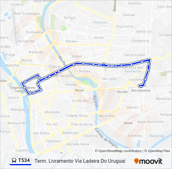 T534 Bus Line Map