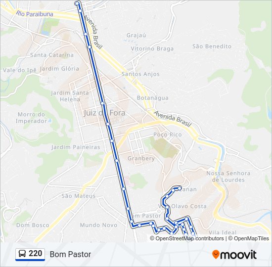Mapa da linha 220 de ônibus