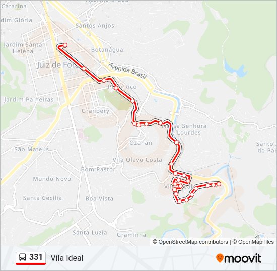 Mapa da linha 331 de ônibus