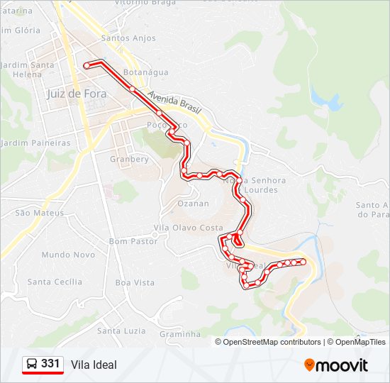 Mapa da linha 331 de ônibus