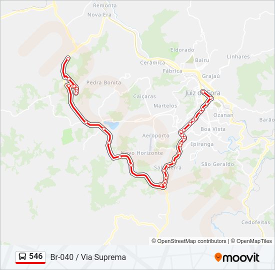 Mapa da linha 546 de ônibus