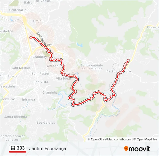 303 Bus Line Map