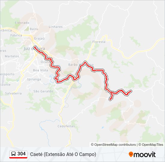 Mapa da linha 304 de ônibus