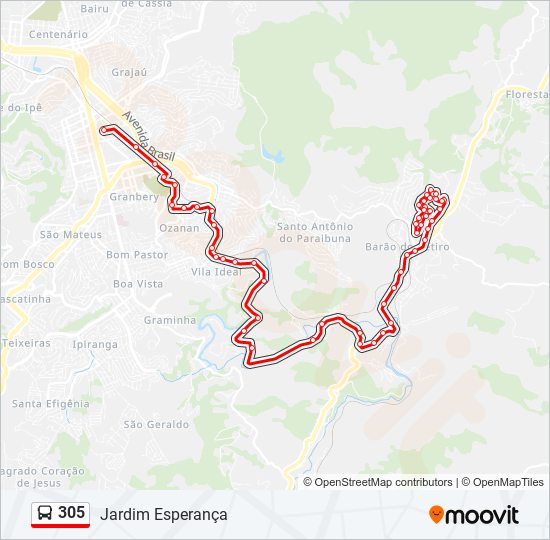 Mapa de 305 de autobús