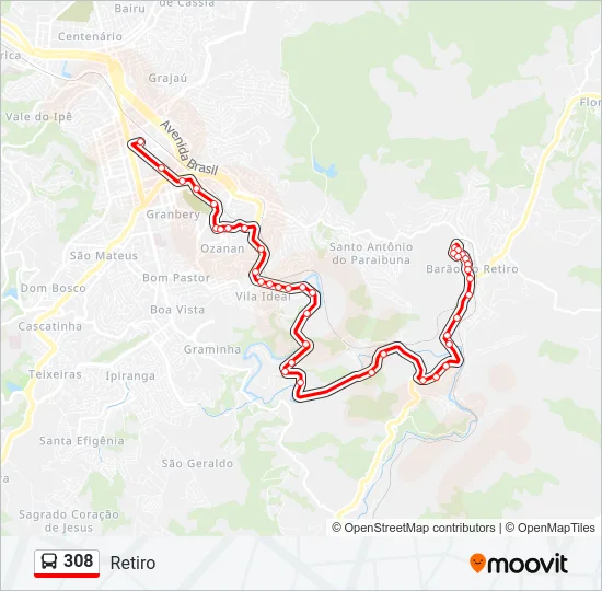 308 Bus Line Map