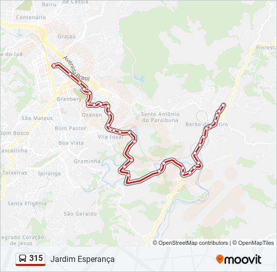 Mapa de 315 de autobús