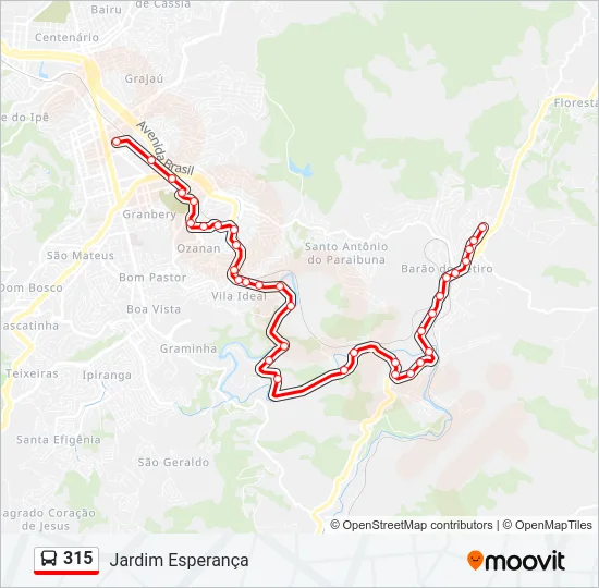 315 Bus Line Map