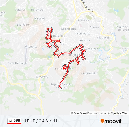 Mapa da linha 590 de ônibus