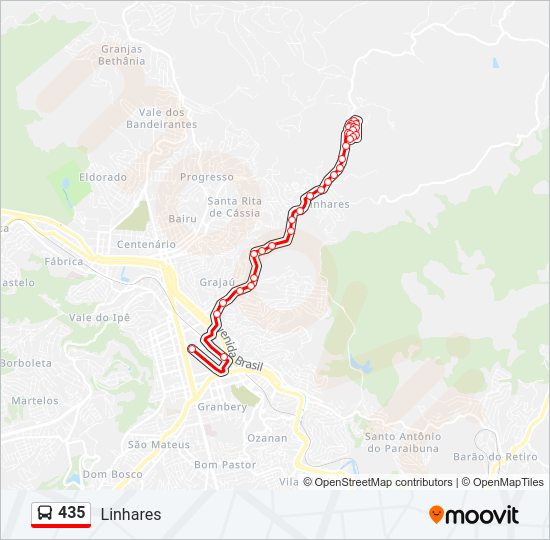 Mapa da linha 435 de ônibus