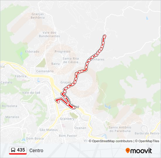 Mapa da linha 435 de ônibus