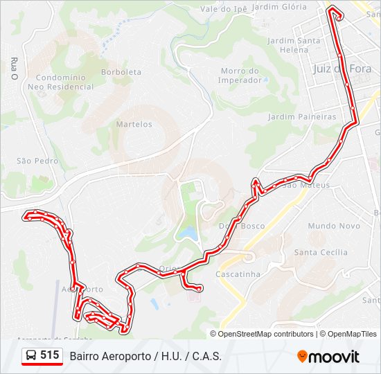 Mapa da linha 515 de ônibus