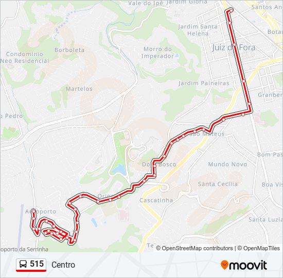 Mapa da linha 515 de ônibus