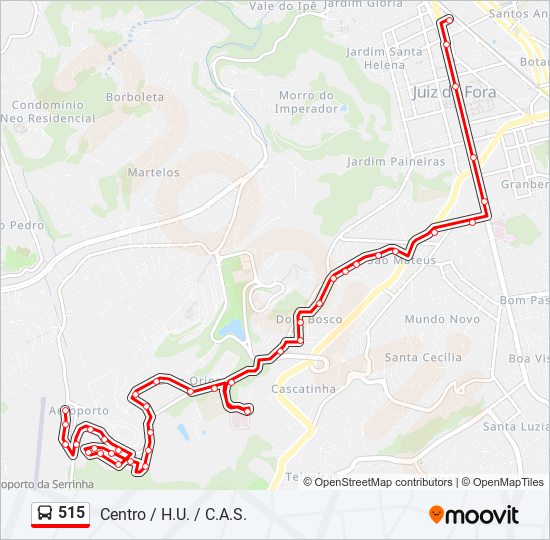 Mapa da linha 515 de ônibus