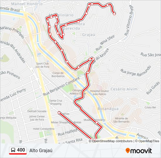 Mapa da linha 400 de ônibus
