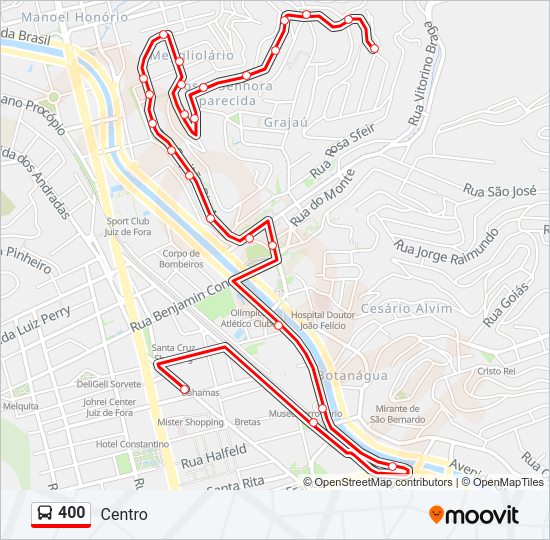 Mapa da linha 400 de ônibus