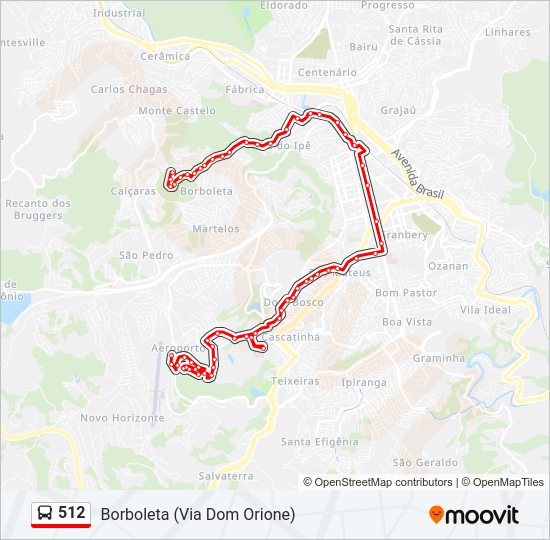 Mapa da linha 512 de ônibus
