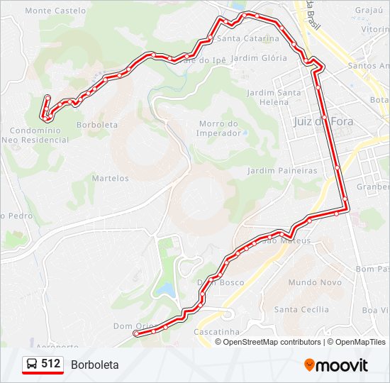 Mapa da linha 512 de ônibus