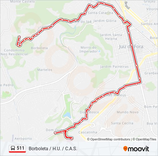 Mapa da linha 511 de ônibus