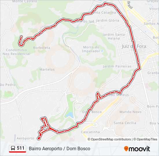 Mapa da linha 511 de ônibus