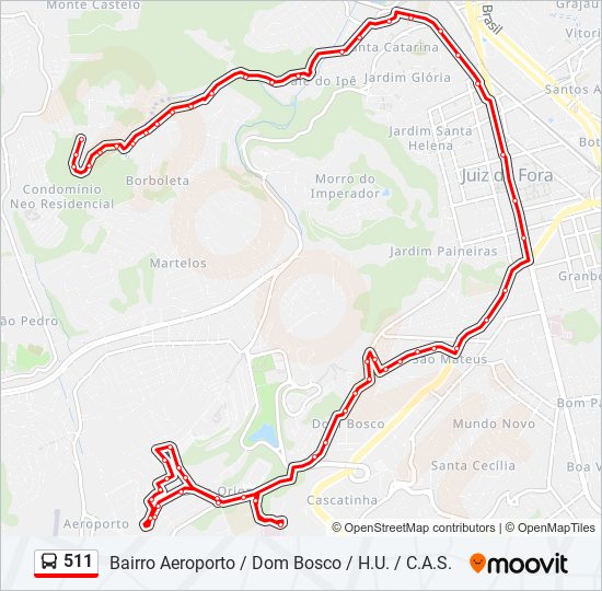 Mapa da linha 511 de ônibus