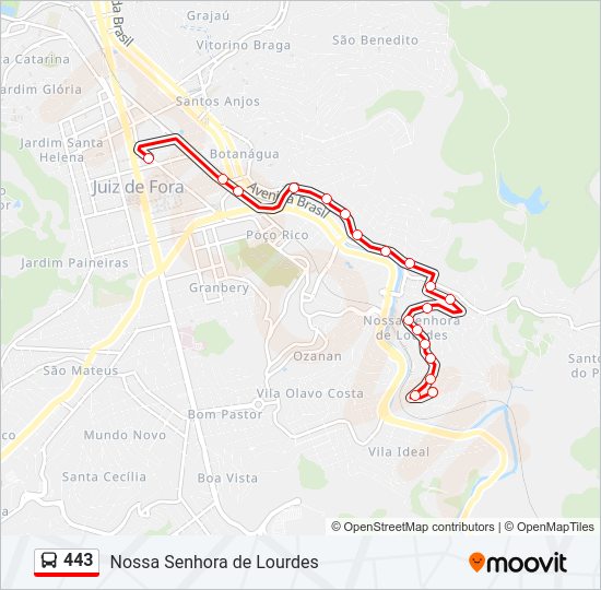 Mapa da linha 443 de ônibus