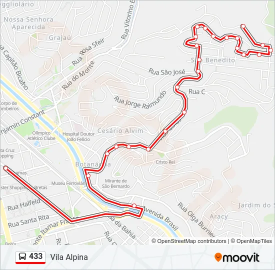 433 Bus Line Map