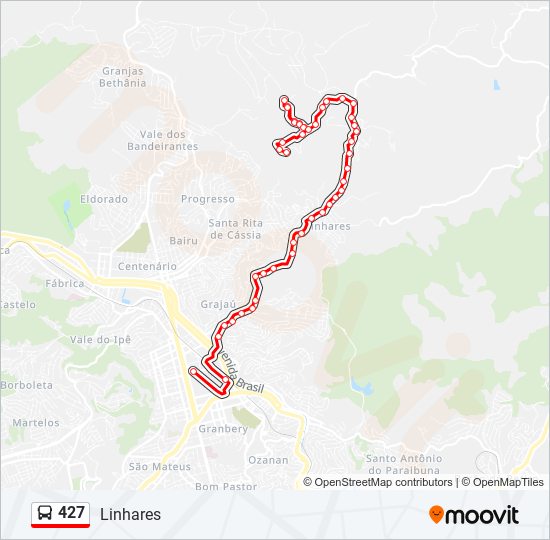 Mapa da linha 427 de ônibus