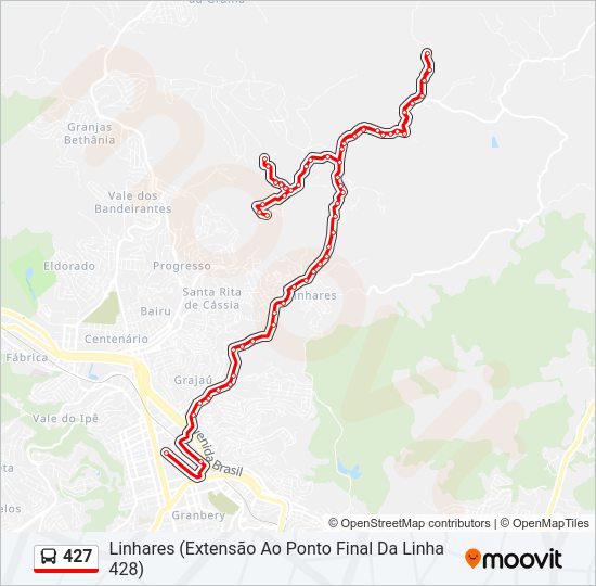 Mapa da linha 427 de ônibus