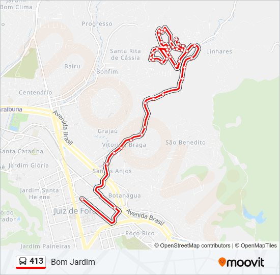 Mapa da linha 413 de ônibus