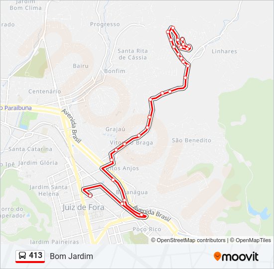 Mapa da linha 413 de ônibus