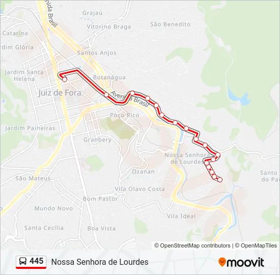 445 Bus Line Map