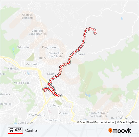 Mapa da linha 425 de ônibus