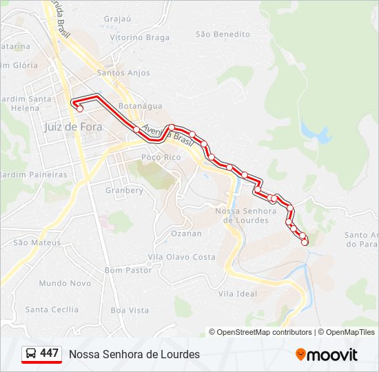 Mapa da linha 447 de ônibus