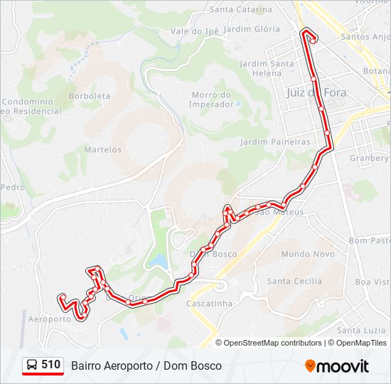 Mapa da linha 510 de ônibus