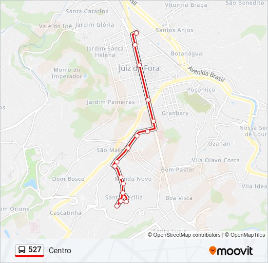 Mapa da linha 527 de ônibus