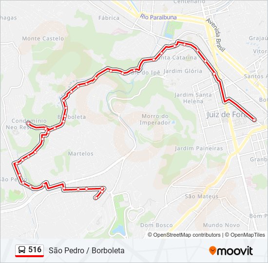 Mapa de 516 de autobús