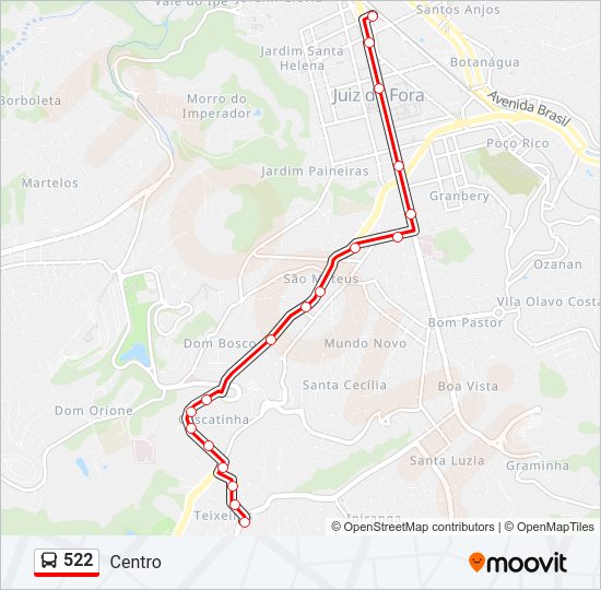 Mapa da linha 522 de ônibus