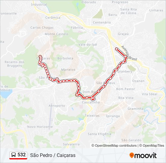 Mapa de 532 de autobús