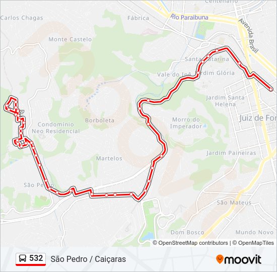 Mapa da linha 532 de ônibus