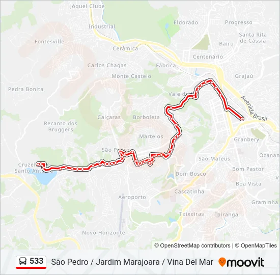 533 Bus Line Map