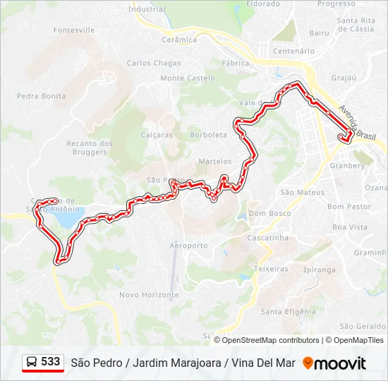 533 Bus Line Map