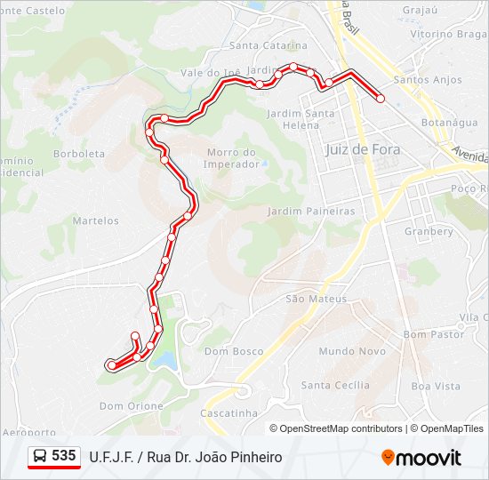 Mapa da linha 535 de ônibus