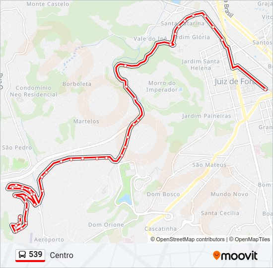 Mapa da linha 539 de ônibus