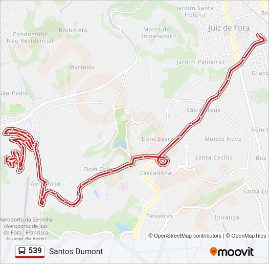 Mapa da linha 539 de ônibus