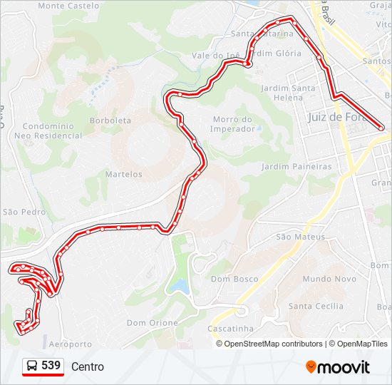 Mapa de 539 de autobús