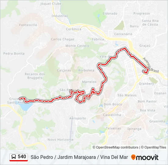 540 Bus Line Map